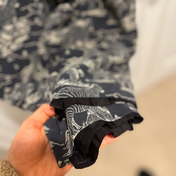 Vintage 100% Silk Zebra Novelty Print Navy Pull On Pants from Ann May Sz 10 - Picture 8 of 12